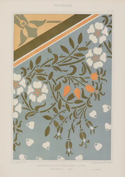 Bordure pour escalier – Coin, Églantine – Iris av Maurice Pillard Verneuil