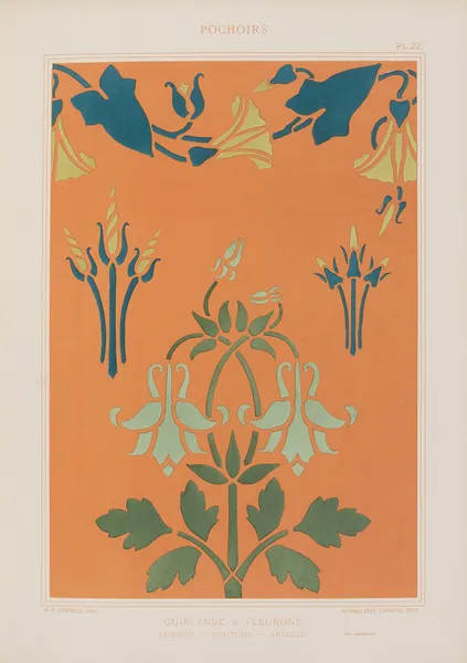 Guirlande & fleurons, Liseron, boutons, ancolie av Maurice Pillard Verneuil