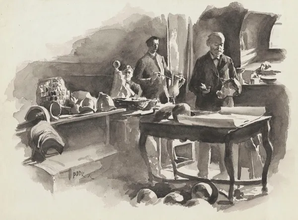 Model room at the Grand Theatre in Warsaw av Władysław Podkowiński