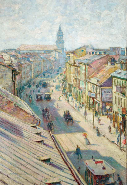 Nowy Świat Street in Warsaw on a summer day av Władysław Podkowiński