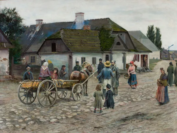 Street in Siennica av Władysław Podkowiński