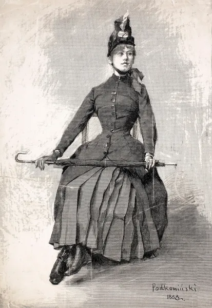 Woman with an umbrella av Władysław Podkowiński