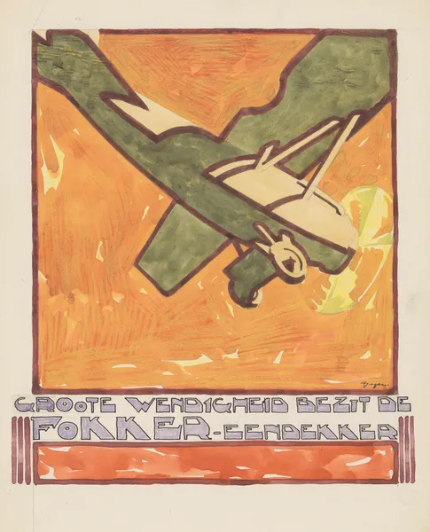 Ontwerp voor reclame voor de `Fokker-Eendekker’ av Reijer Stolk