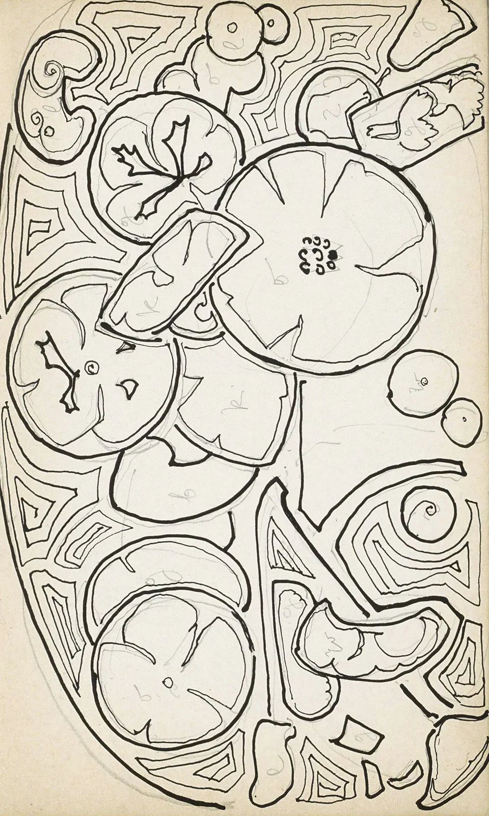 Ornament met bloemen en bladeren av Reijer Stolk