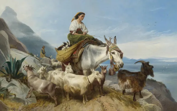 Goatherd On The Rock Of Gibralter av Richard Ansdell
