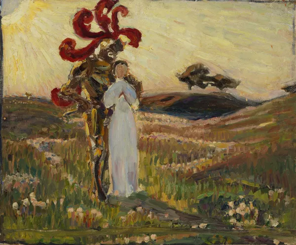 Sketch for The Knight and the Maid av Richard Bergh
