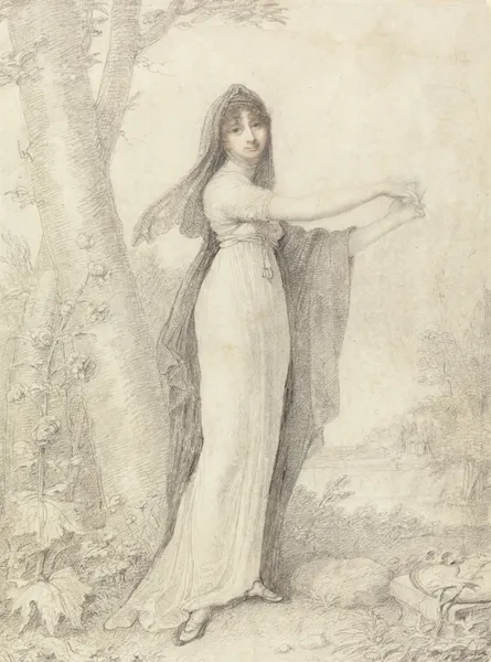 Portrait of a Lady Standing near a Lake av Richard Cosway