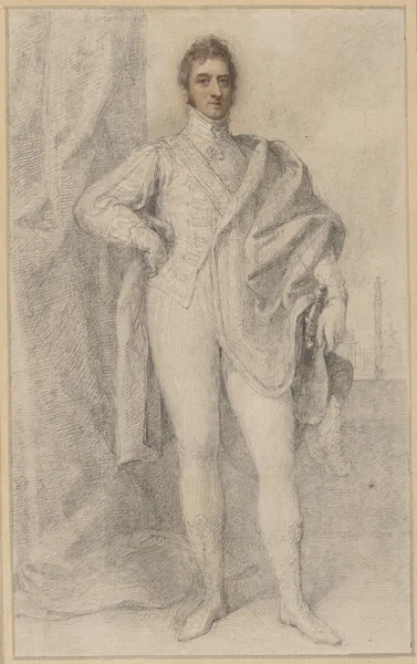 Portrait of George, 5th Duke of Marlborough, with Blenheim in the Distance av Richard Cosway