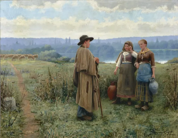 An idle moment av Daniel Ridgway Knight
