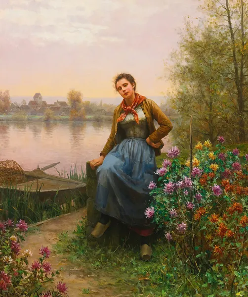 On The River’s Edge av Daniel Ridgway Knight