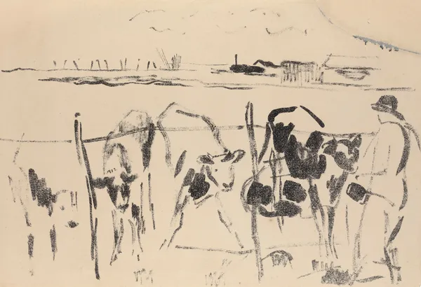 Calves in a Meadow av Rik Wouters