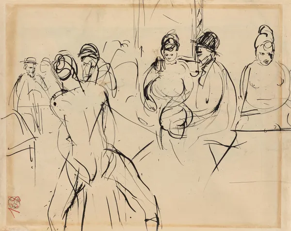 James Ensor, Willem Paerels and Auguste Oleffe in an Antwerp Brothel after a Vernissage at Kunst van Heden av Rik Wouters