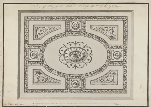 Headfort House, Ireland: Ceiling of the Front Hall av Robert Adam
