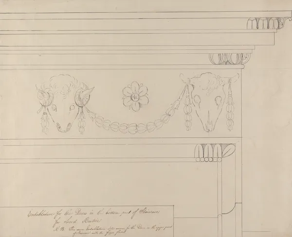 Headfort House, Ireland: Detail of Entablature in the Staircase av Robert Adam
