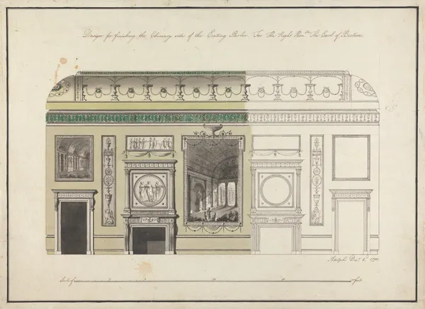 Headfort House, Ireland: Elevation of the Eating Parlor av Robert Adam