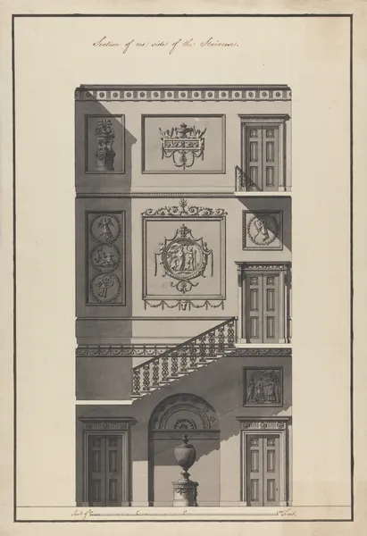 Headfort House, Ireland: Section of the Staircase av Robert Adam