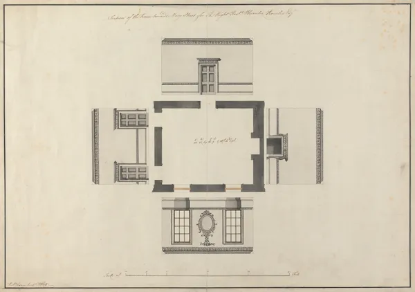 Langford House, Dublin, Ireland: Elevations of Room Facing Mary Street av Robert Adam