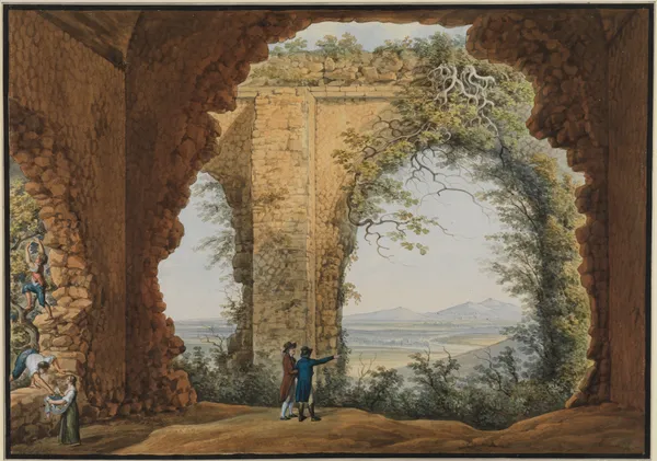 Blick aus der Villa des Maecenas auf Monte Cavo und Rocca di Papa av Abraham-Louis-Rodolphe Ducros