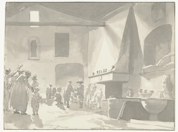 Eetzaal van de herberg in Barletta av Abraham-Louis-Rodolphe Ducros