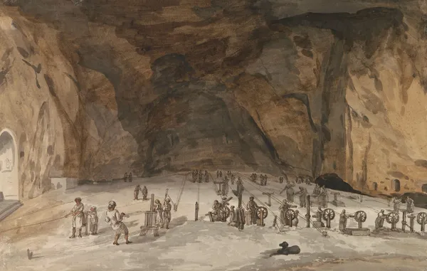 Interieur van grot Santa Maria Capella av Abraham-Louis-Rodolphe Ducros