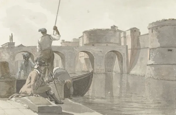 Nieuwe vestingsgracht van de vestingwerken in Tarente av Abraham-Louis-Rodolphe Ducros