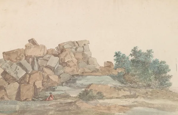 Resten van Zeus Olympus tempel bij Agrigento av Abraham-Louis-Rodolphe Ducros