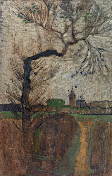 Foothpad with Willow and a Village on the Horizon av Richard Nicolaüs Roland Holst
