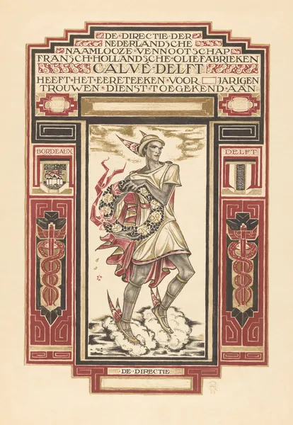 Ontwerp voor; Diploma voor trouwe dienst bij Calvé-Delft av Richard Nicolaüs Roland Holst