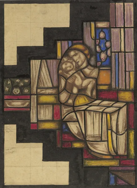 Ontwerp voor raam in het Nederlands Paviljoen op de tentoonstelling Arts Décoratifs te Parijs, 1925 av Richard Nicolaüs Roland Holst