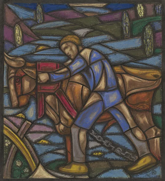 Ontwerp voor raam in het Nederlands Paviljoen op de tentoonstelling Arts Décoratifs te Parijs, 1925 av Richard Nicolaüs Roland Holst