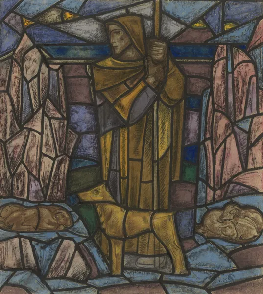 Ontwerp voor raam in het Nederlands Paviljoen op de tentoonstelling Arts Décoratifs te Parijs, 1925 av Richard Nicolaüs Roland Holst