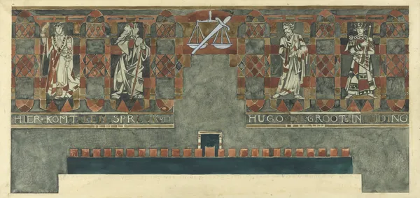 Vierde ontwerp voor marmerdecoratie in de Hoge Raad te Den Haag av Richard Nicolaüs Roland Holst
