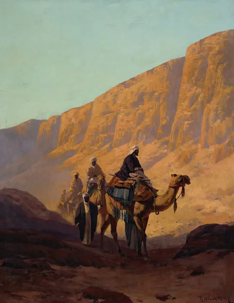 Caravan Passing Through A Wadi av Rudolf Hellgrewe