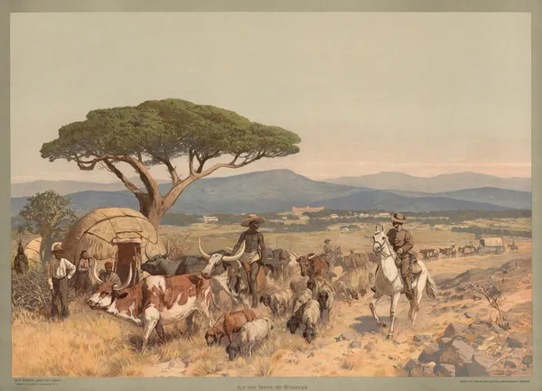 Kolonial-Wandbilder – Auf der Steppe bei Windhoek av Rudolf Hellgrewe