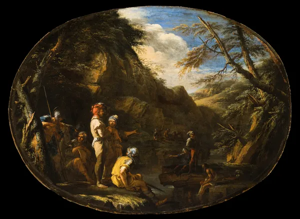 Landscape with Armed Men av Salvator Rosa