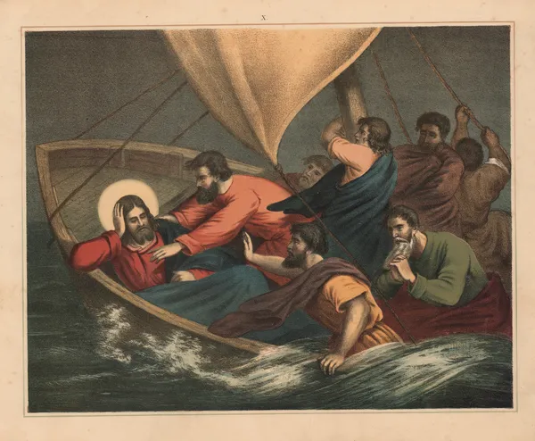 Jesus sleeps during the storm on the lake of Gennesaret av Sandberg