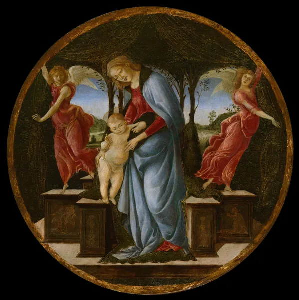 Virgin and Child with Two Angels av Sandro Botticelli