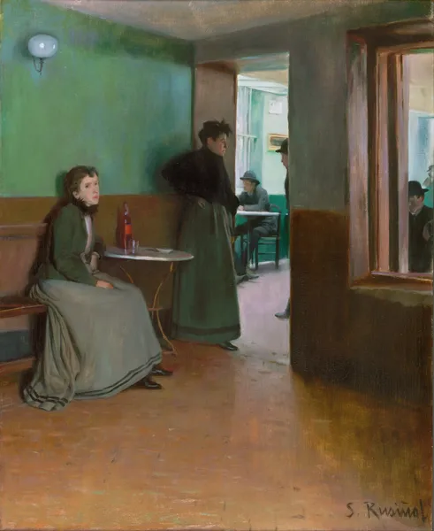 Interior Of A Café av Santiago Rusiñol