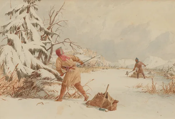 Spearing Muskrats in Winter av Seth Eastman
