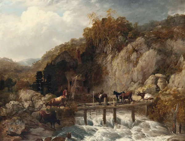 Umberleigh Mill, River Taw, Devon av Thomas Sidney Cooper
