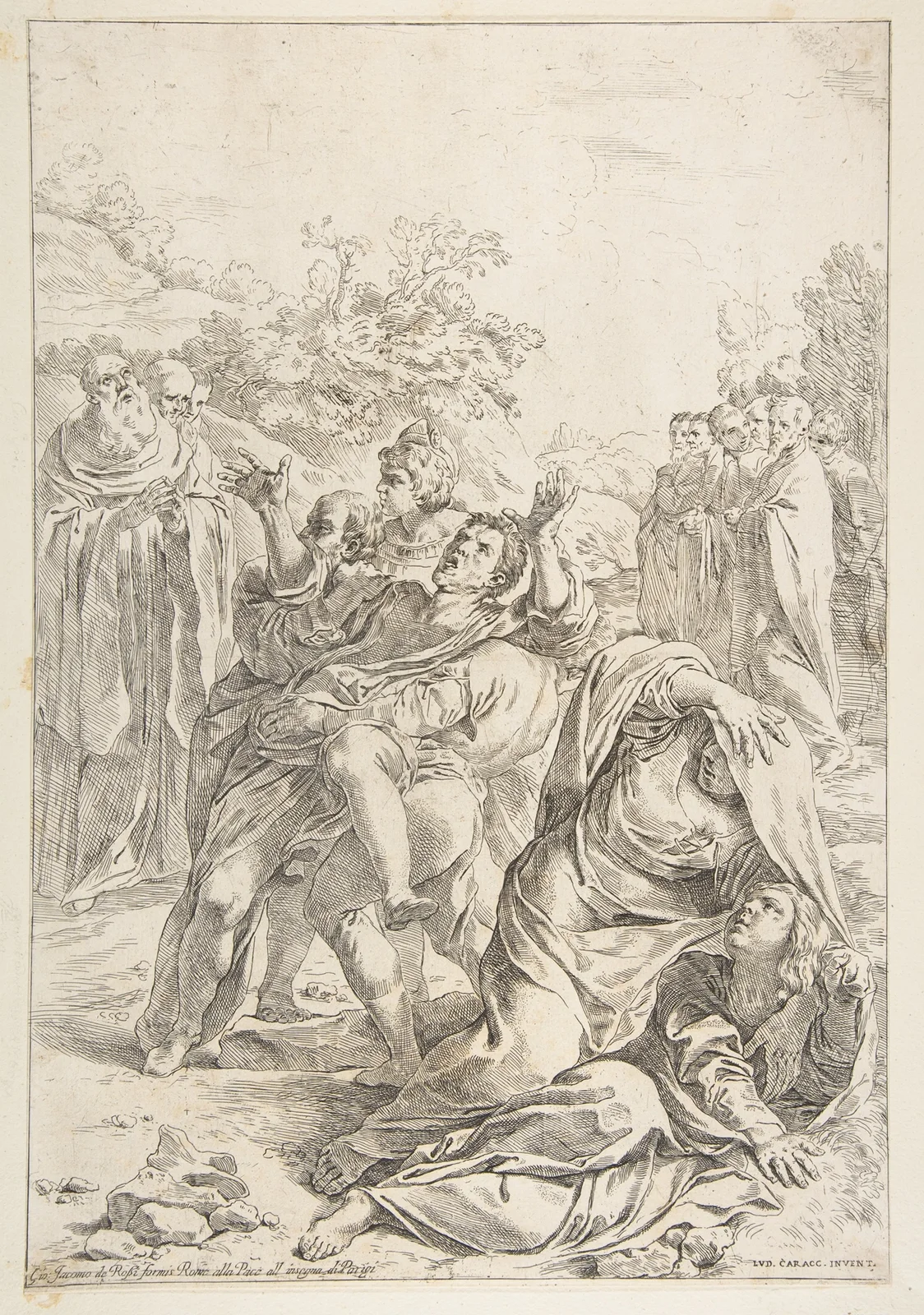 Saint Benedict exorcising a demon av Simone Cantarini