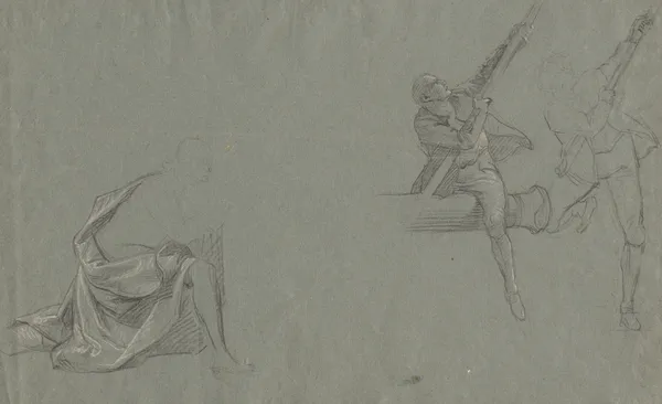 Drapery Study; Two Figures Pulling a Pole av John Singleton Copley