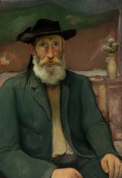 Self-portrait in a Breton hat av Władysław Ślewiński