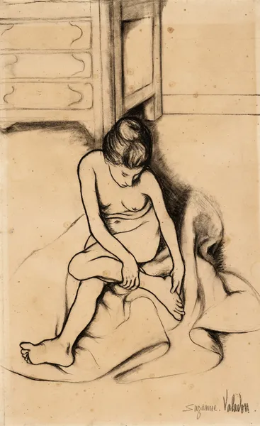 Nu assis se tenant le pied av Suzanne Valadon