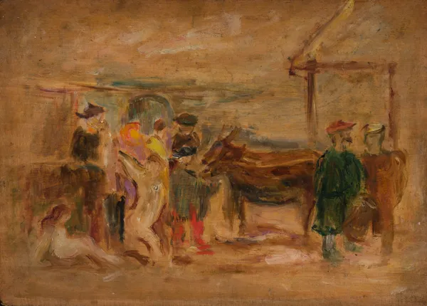 Figural scene with donkeys av Tadeusz Makowski