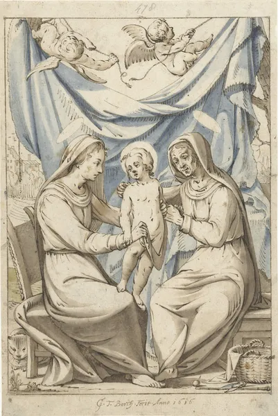 De Maagd Maria met kind en de Heilige Anna av Gerard ter Borch