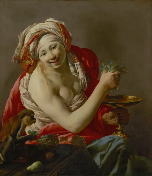 Bacchante With An Ape av Hendrick Ter Brugghen