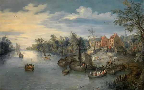 River Landscape av Jan Brueghel The Elder