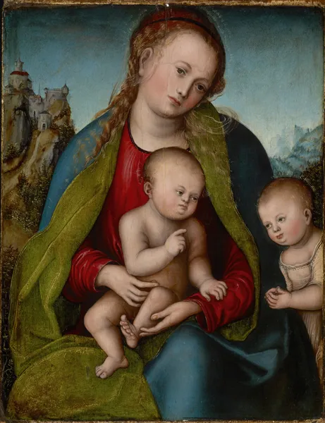 Virgin Mary with the Child and Saint John the Baptist av Lucas Cranach the Elder