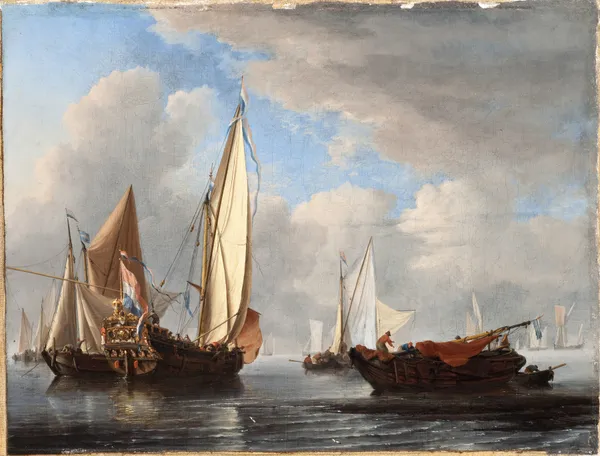 A Yacht and Other Vessels in a Calm av Willem van de Velde the Younger